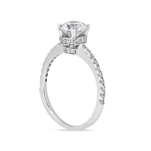 Bague De Fiançailles Réel Diamant Rond En Or Blanc 14K Avec Accents 2.69 Carats