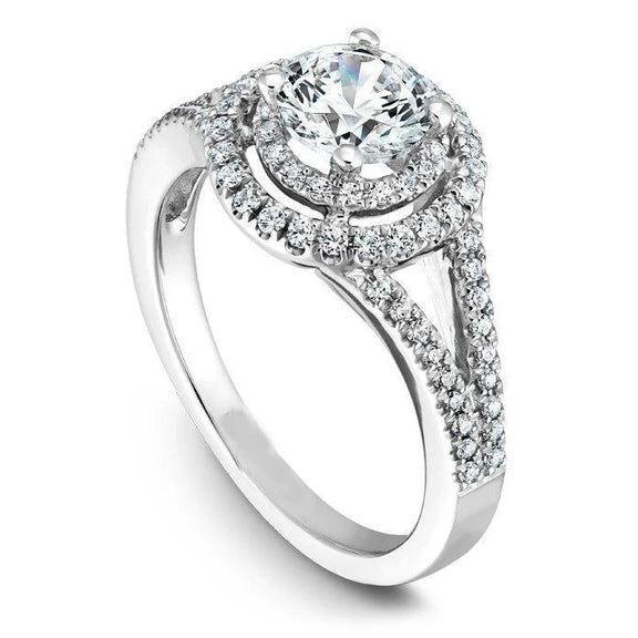 Bague De Fiançailles Réel Diamant Rond Jonc Fendu 4 Carats Or Blanc 14K