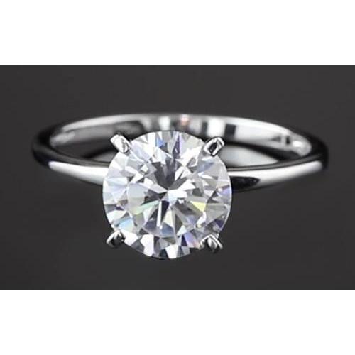 Bague De Fiançailles Réel Diamant Rond Solitaire Serti Quatre Griffes 2 Carats