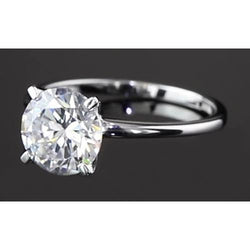 Bague De Fiançailles Réel Diamant Rond Solitaire Serti Quatre Griffes 2 Carats