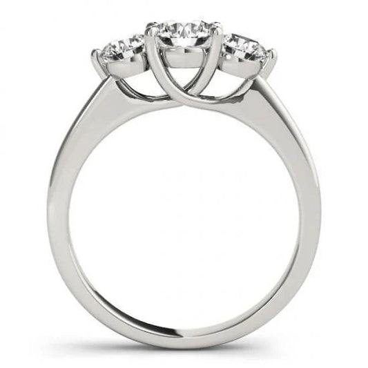 Bague De Fiançailles Réel Diamant Rond Trois Pierres 2 Carats Or Blanc 14K