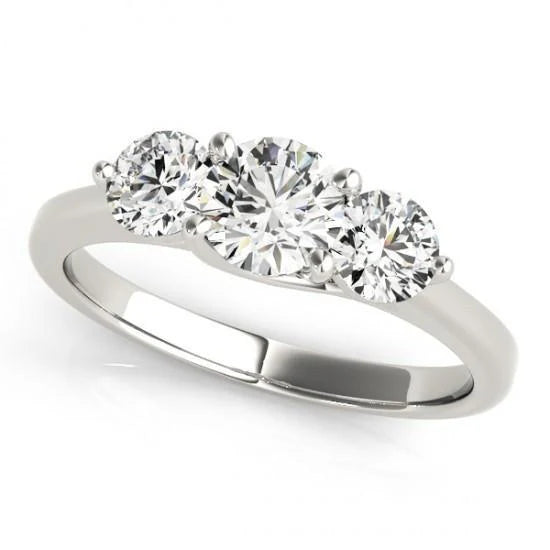 Bague De Fiançailles Réel Diamant Rond Trois Pierres 2 Carats Or Blanc 14K