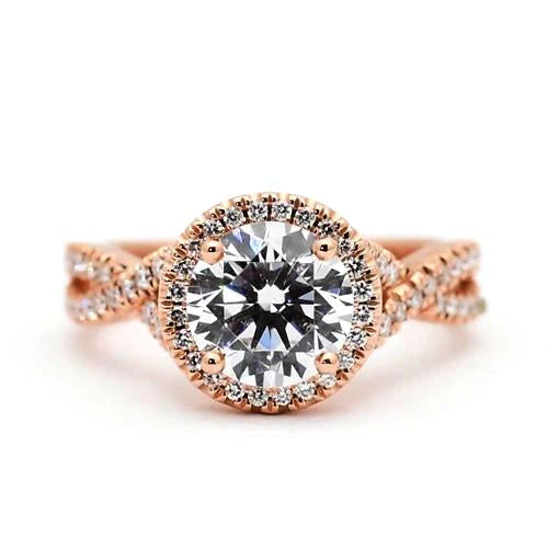 Bague De Fiançailles Réel Diamant Rond