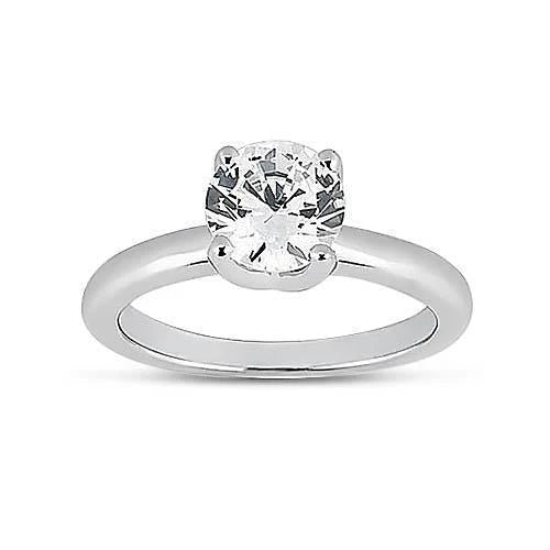 Bague De Fiançailles Réel Diamant Solitaire 0.75 Carats Or 14 Carats Blanc