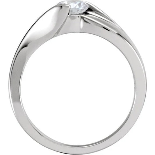 Bague De Fiançailles Réel Diamant Solitaire 1 Carat Or Blanc 14K