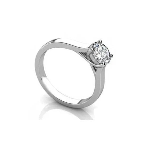 Bague De Fiançailles Réel Diamant Solitaire 1 Carat Or Blanc 14K