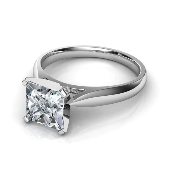 Bague De Fiançailles Réel Diamant Solitaire 1.50 Sarats Or Blanc 14K