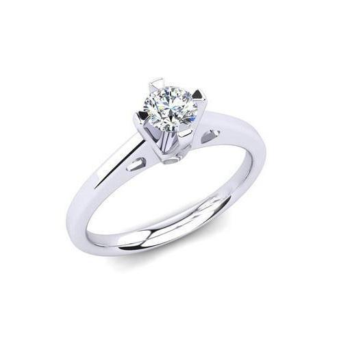 Bague De Fiançailles Réel Diamant Solitaire Coupe Ronde 1.25 Carat or Blanc 14K