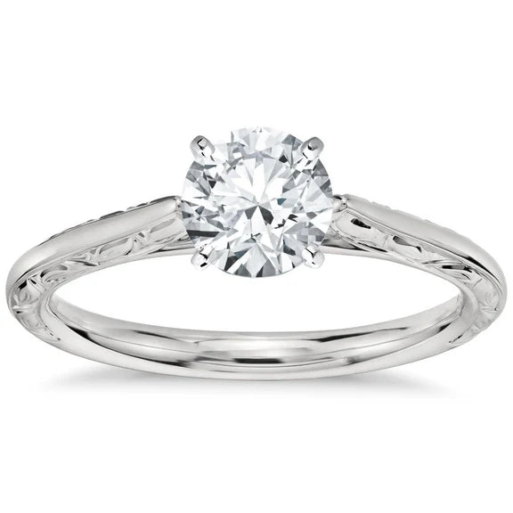 Bague De Fiançailles Réel Diamant Solitaire Coupe Ronde De 1.50 Carat