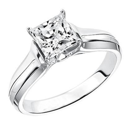 Bague De Fiançailles Réel Diamant Solitaire Fin 1 Carat Or Blanc 14K