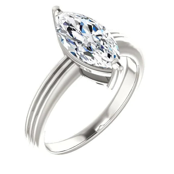Bague De Fiançailles Réel Diamant Solitaire Marquise 2 Carats