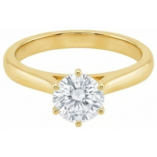 Bague De Fiançailles Réel Diamant Naturels Extraits des Mines ( et non cultivés en laboratoire ) Solitaire Or Jaune 1.51 Ct.