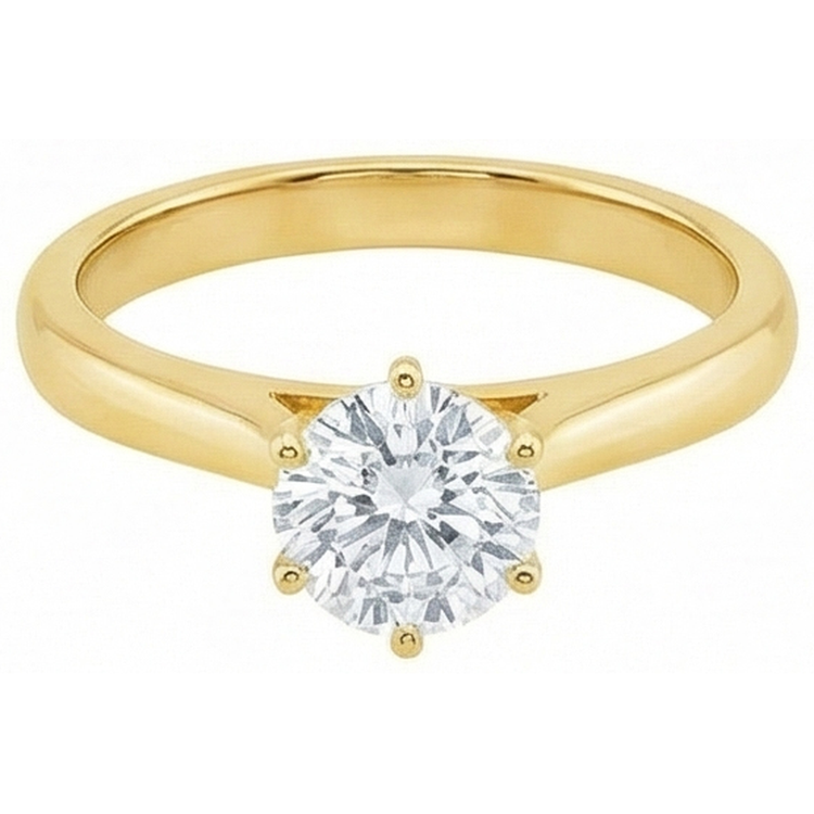 Bague De Fiançailles Réel Diamant Naturels Extraits des Mines ( et non cultivés en laboratoire ) Solitaire Or Jaune 1.51 Ct.