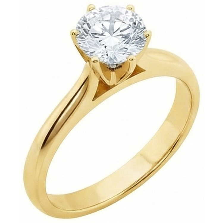 Bague De Fiançailles Réel Diamant Naturels Extraits des Mines ( et non cultivés en laboratoire ) Solitaire Or Jaune 1.51 Ct.