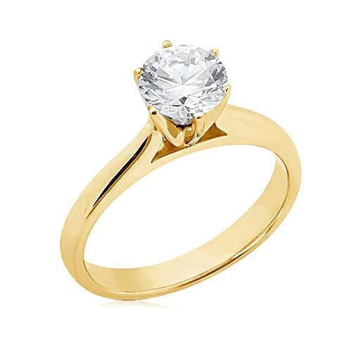 Bague De Fiançailles Réel Diamant Solitaire Or Jaune 1.51 Ct.
