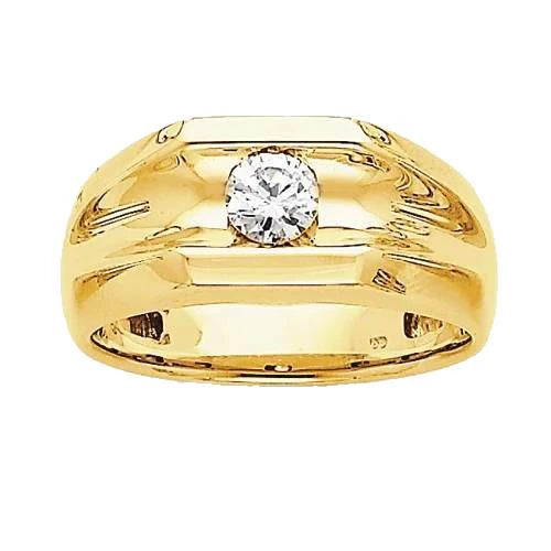 Bague De Fiançailles Réel Diamant Solitaire Pour Hommes 0.50 Carats Or Jaune 14K