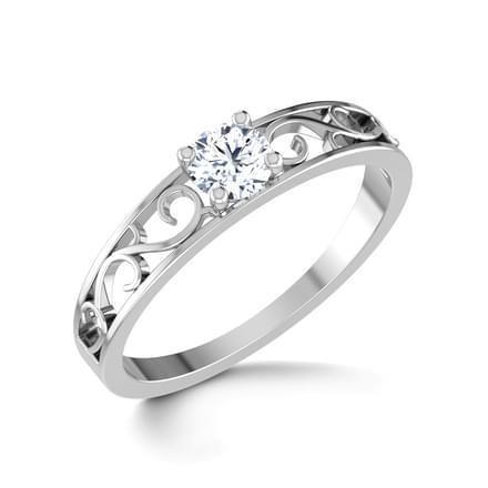 Bague De Fiançailles Réel Diamant Solitaire Rond 1 Carat Or Blanc 14 Carats