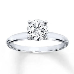 Bague De Fiançailles Réel Diamant Solitaire Rond 1 Carat Or Blanc 14K