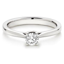 Bague De Fiançailles Réel Diamant Solitaire Rond 1.10 Carat Or Blanc 14K