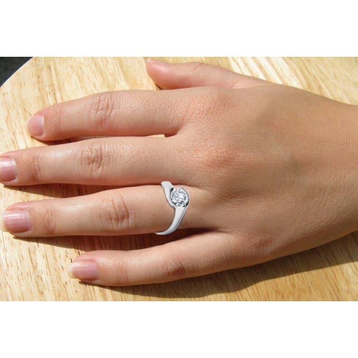 Bague De Fiançailles Réel Diamant Solitaire Serti Clos De 1.25 Carat Or Blanc