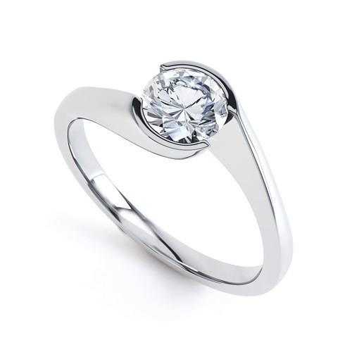 Bague De Fiançailles Réel Diamant Solitaire Serti Clos De 1.25 Carat Or Blanc