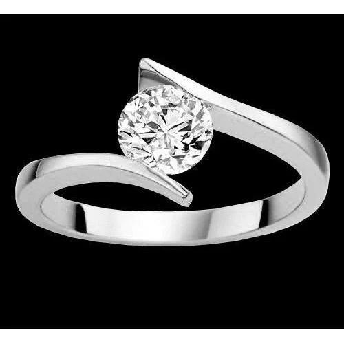 Bague De Fiançailles Réel Diamant Solitaire Style Tension 2.01 Carat Or Blanc