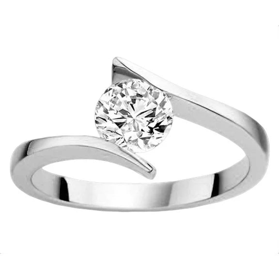 Bague De Fiançailles Réel Diamant Solitaire Style Tension 2.01 Carat Or Blanc