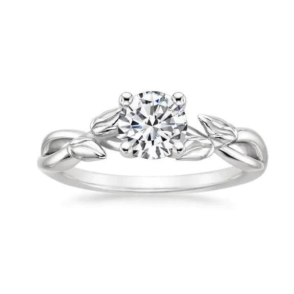 Bague De Fiançailles Réel Diamant Solitaire Taille Brillant De 1.60 Ct En Or Blanc 14K