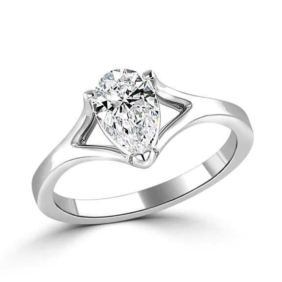 Bague De Fiançailles Réel Diamant Solitaire TaillePpoire 2 Carats Or Blanc