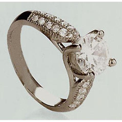 Bague De Fiançailles Réel Diamant Style Vintage 2 Carats Or Blanc 14K