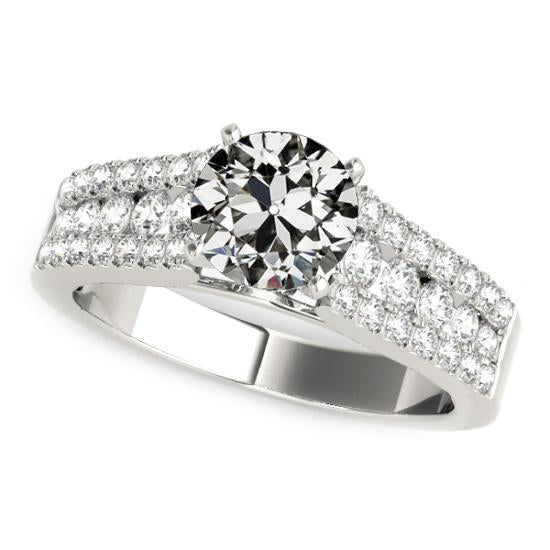 Bague De Fiançailles Réel Diamant Taille Ancienne Bijoux Femme 5 Carats Serti Pavé