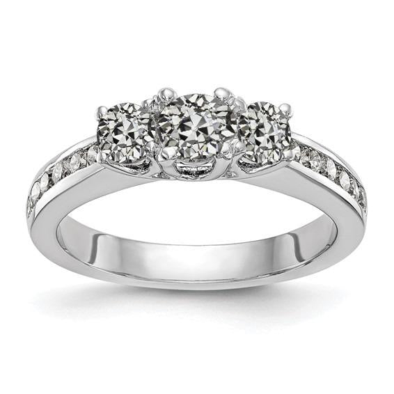 Bague De Fiançailles Réel Diamant Taille Ancienne Mine Serti De Canaux 3.50 Carats