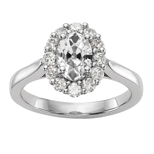 Bague De Fiançailles Réel Diamant Taille Ancienne Ovale Halo 3.50 Carats Bijoux Dames