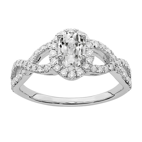 Bague De Fiançailles Réel Diamant Taille Ancienne Ovale Halo Style Infini 5 Carats
