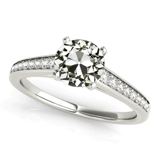 Bague De Fiançailles Réel Diamant Taille Ancienne Sertie De 4 Griffes En Or 4 Carats