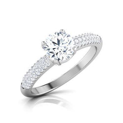 Bague De Fiançailles Réel Diamant Taille Brillant Etincelant 2.90 Carats Or Blanc