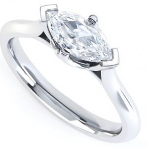 Bague De Fiançailles Réel Diamant Taille Marquise Solitaire 2.25 Ct Or Blanc 14K
