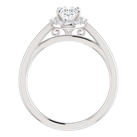 Bague De Fiançailles Réel Diamant Taille Ovale 2 Carats Or Blanc 14K