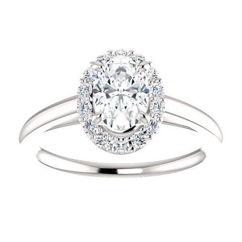 Bague De Fiançailles Réel Diamant Taille Ovale 2 Carats Or Blanc 14K