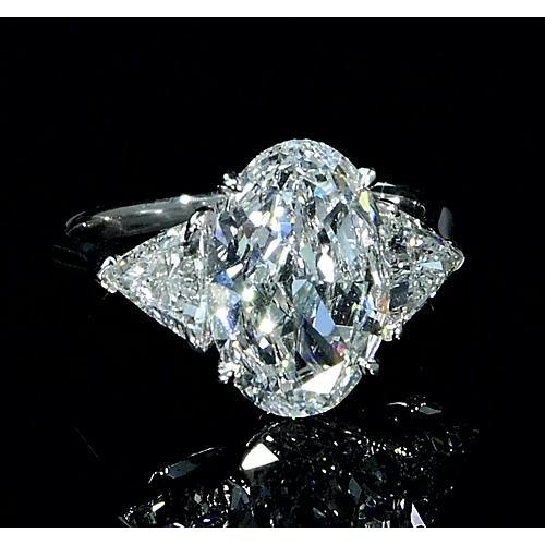 Bague De Fiançailles Réel Diamant Taille Ovale 3 Pierres 8 Carats