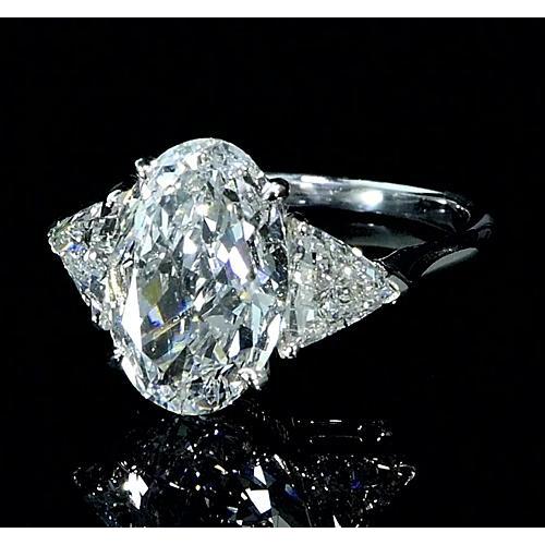 Bague De Fiançailles Réel Diamant Taille Ovale 3 Pierres 8 Carats