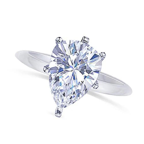 Bague De Fiançailles Réel Diamant Taille Poire Solitaire De 2.50 Carats
