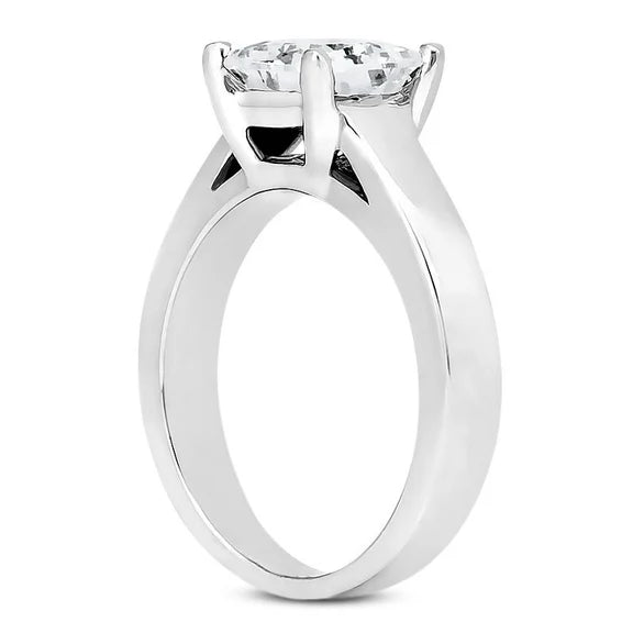 Bague De Fiançailles Réel Diamant Taille Princesse 1 Carat Or Blanc 14K