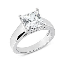 Bague De Fiançailles Réel Diamant Taille Princesse 1 Carat Or Blanc 14K