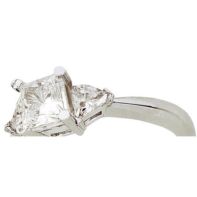 Bague De Fiançailles Réel Diamant Taille Princesse De 1.81 Ct A Trois Pierres