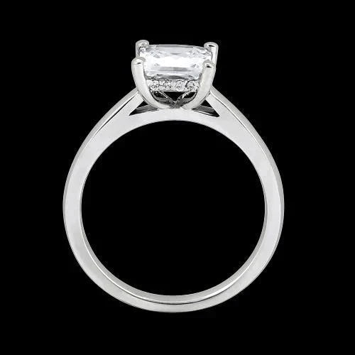 Bague De Fiançailles Réel Diamant Taille Princesse Halo Caché