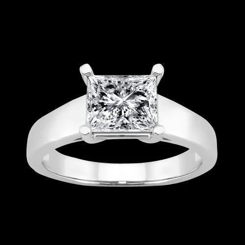 Bague De Fiançailles Réel Diamant Taille Princesse Solitaire 2.50 Carats