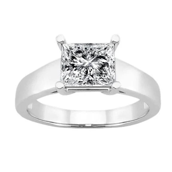 Bague De Fiançailles Réel Diamant Taille Princesse Solitaire 2.50 Carats