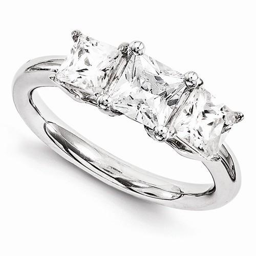 Bague De Fiançailles Réel Diamant Trois Pierres 4 Carats Or Blanc 14K