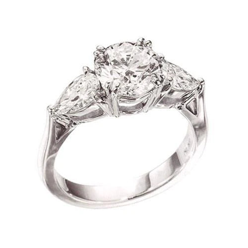 Bague De Fiançailles Réel Diamants 3.01 Carats Bague En Or 3 Pierres